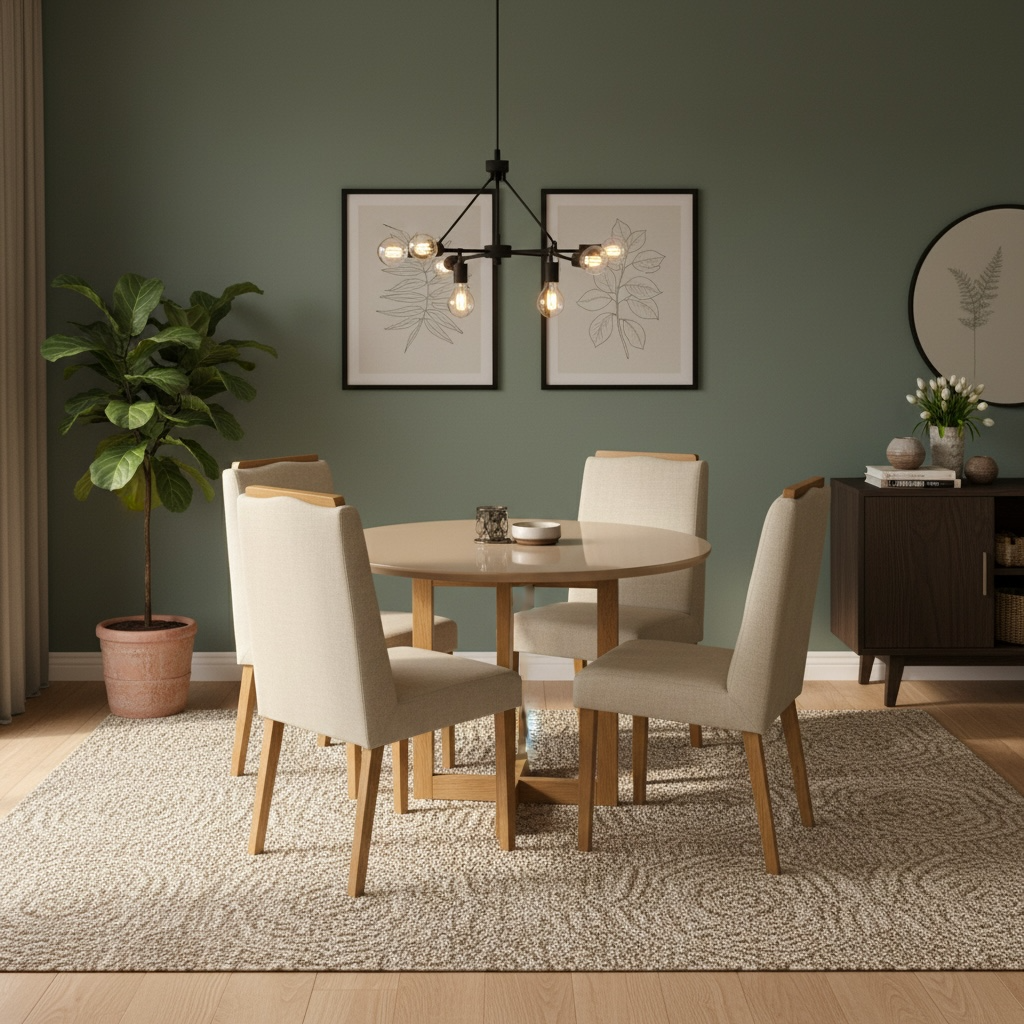 MESA DE JANTAR MADEIRA TAMPO DE VIDRO 4 CADEIRAS