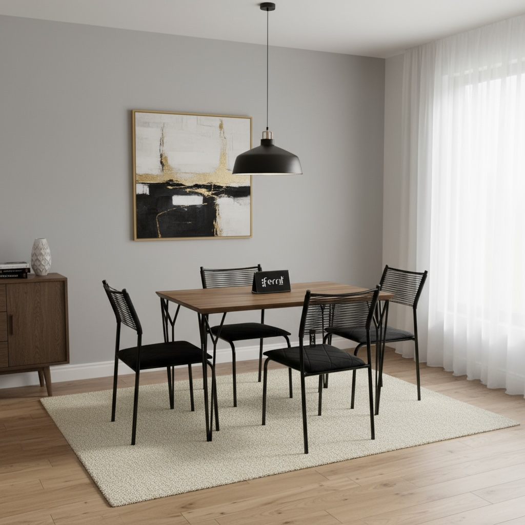 MESA METÁLICA COM CORDAS NÁUTICAS 4 CADEIRAS