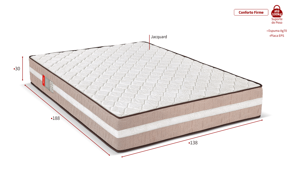COLCHÃO CASAL ESPUMA GOLD FLEX ORTOPÉDICO 138x188x30