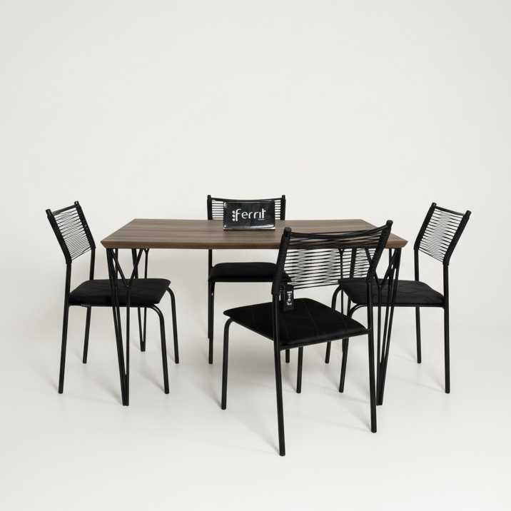 MESA METÁLICA COM CORDAS NÁUTICAS 4 CADEIRAS