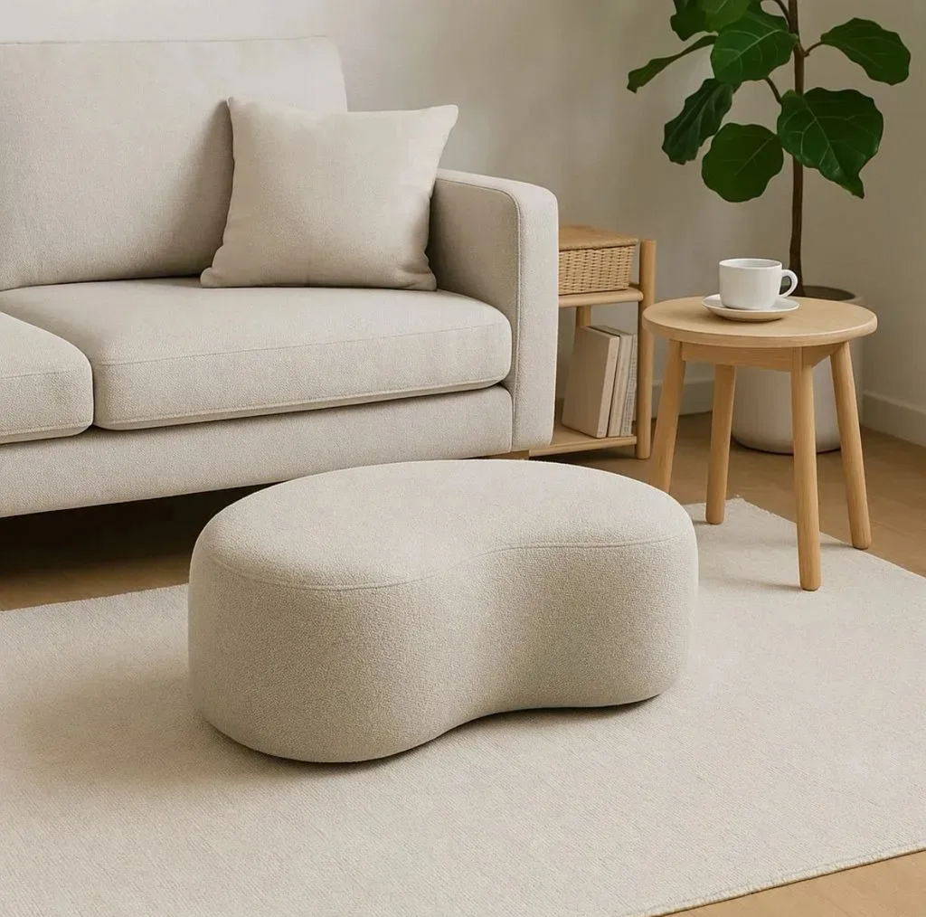 Puff Orgânico Luxo Boucle Off 80cm